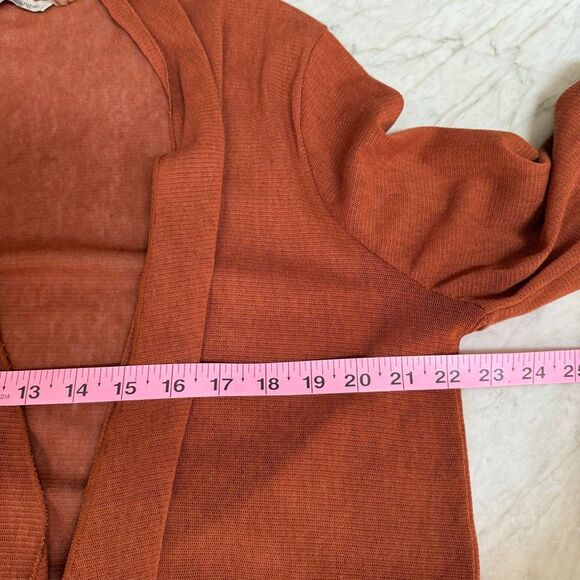 Soft Surroundings open cardigan rust spice Roll Tab thin knit asymmetrical sz XL - Picture 6 of 7
